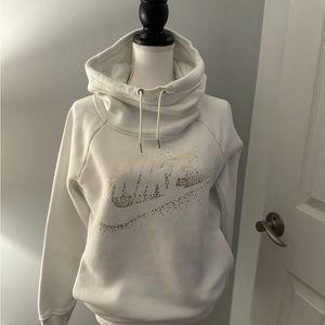 Nike White Hoodie with Gold Logo